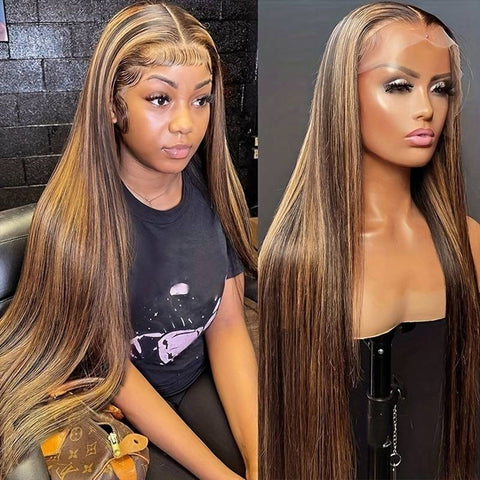 Chocolate Brown Honey Blonde Highlights Wig
