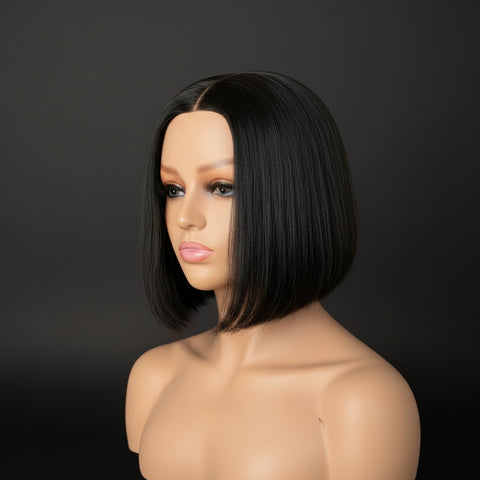 Glulesss Straight Silky Bob 180% Density Wig