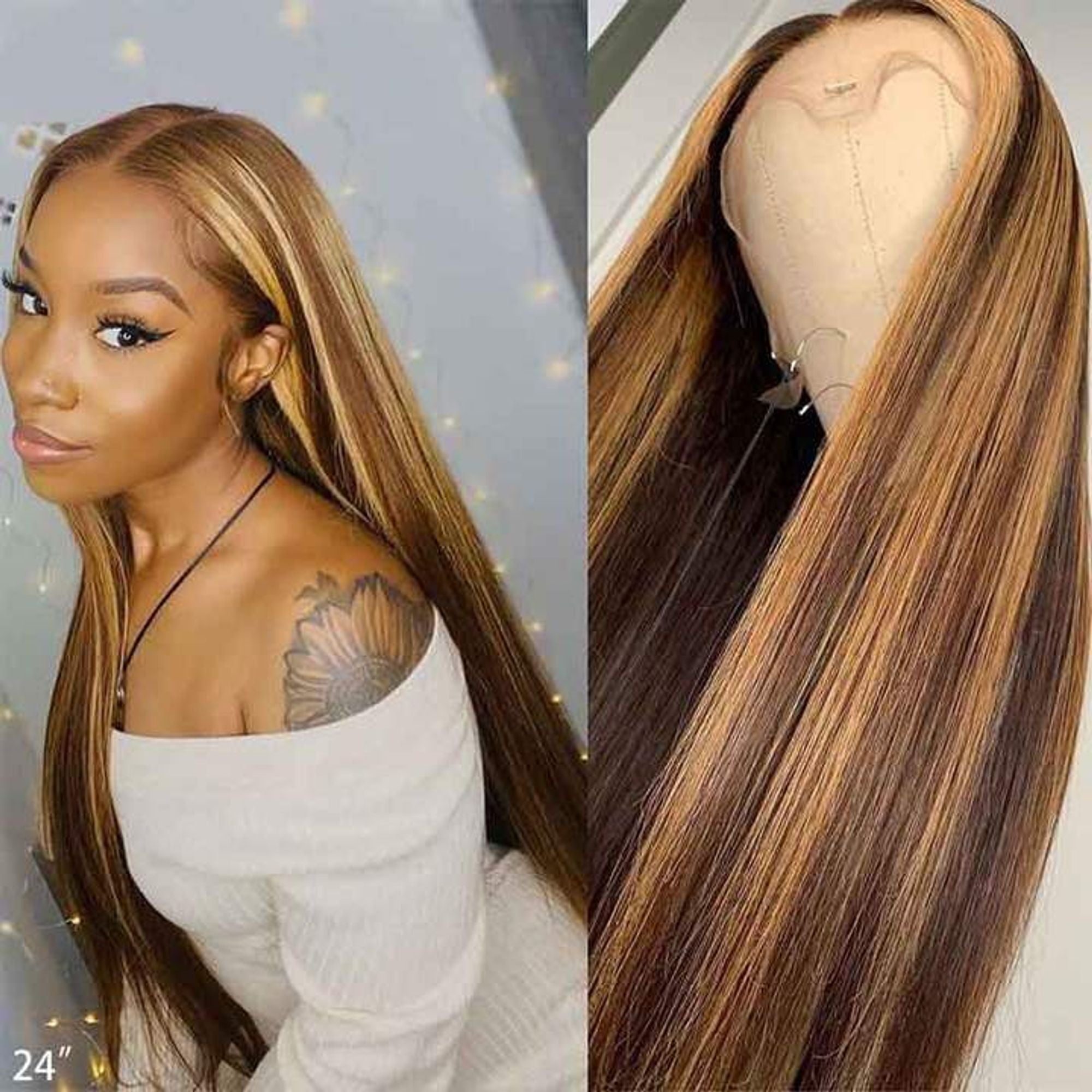 Highlight Brown And Honey Blonde Glueless Wig
