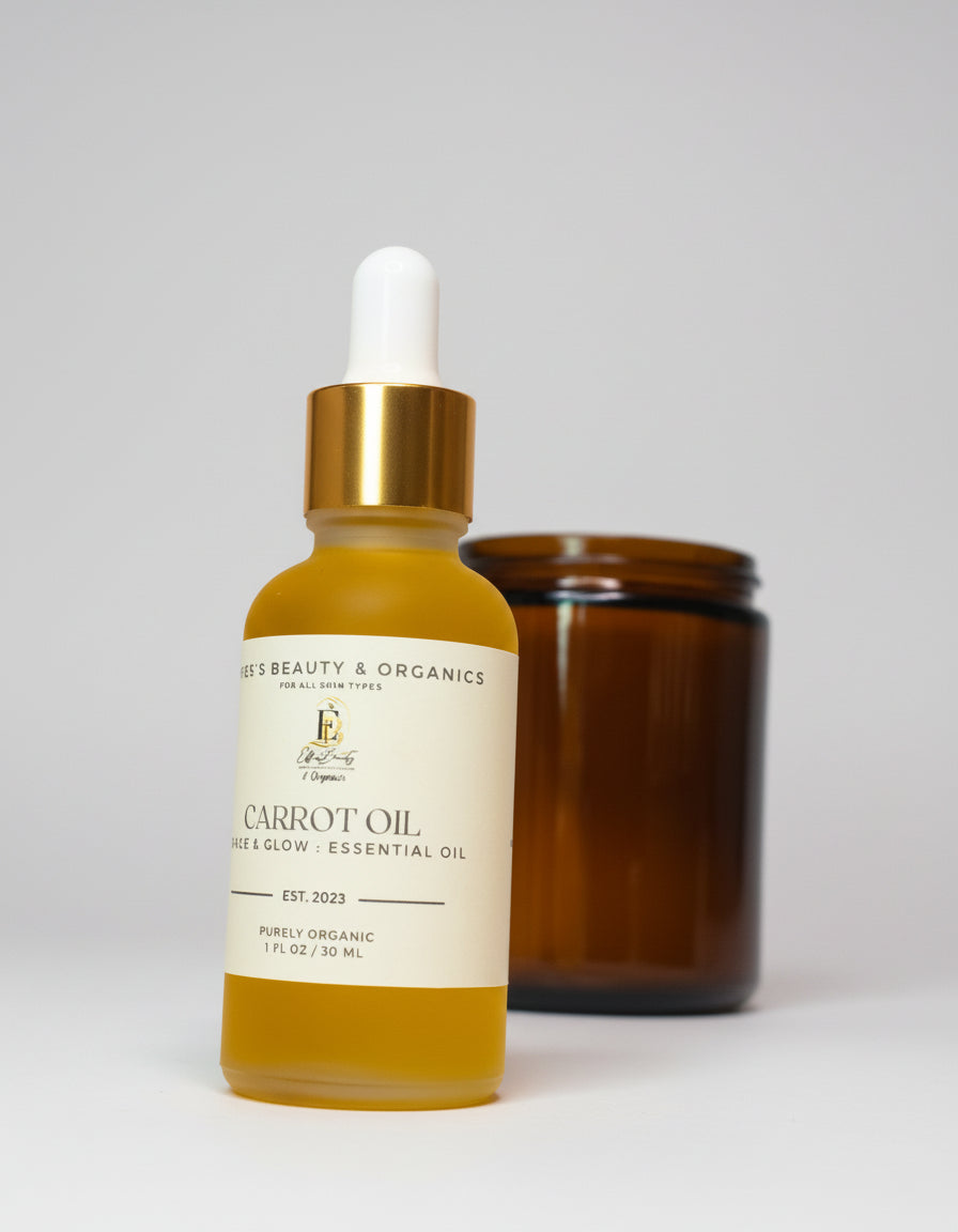 Bottle of carrot oil with dropper on a neutral background