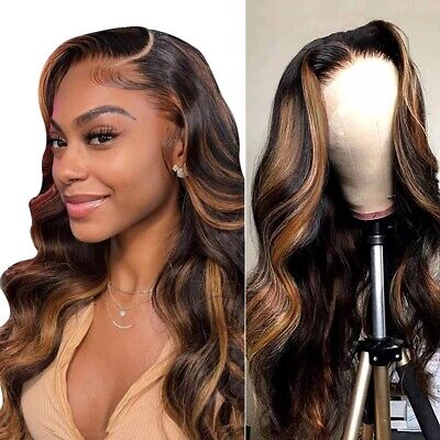 HD Glueless Honey Blonde Deep Wave With Highlights